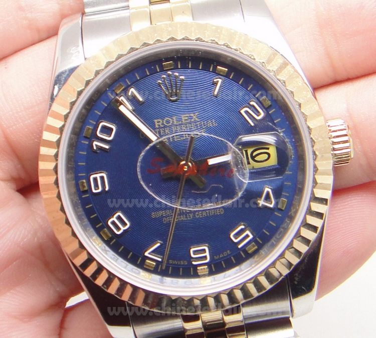 Rolex Datejust 2-Tone President Blue Arabic / Replica Watch